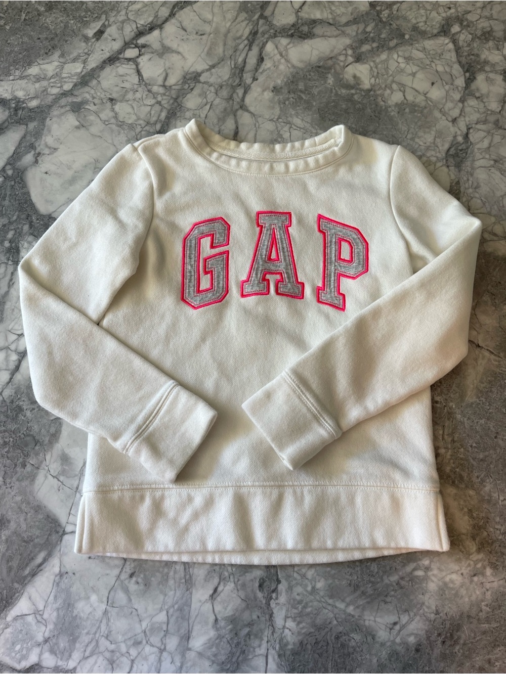 Like New! GAP Kids Cream Crewneck Sweatshirt with Pink Trim Logo